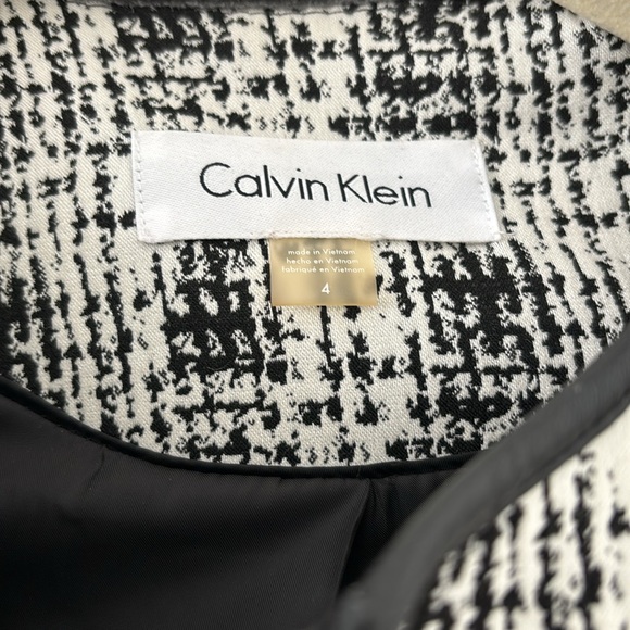 Calvin Klein Black and White Open Trench Coat Size 4 - Picture 5 of 8